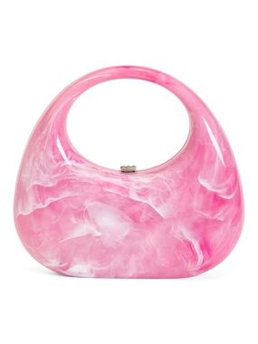 Melie Bianco Pink Swirl Acrylic Clutch Handbag